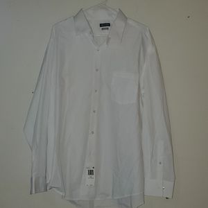 Mens White Van Huesen Fitted Dress Shirt NWT 18 1/2 34-35